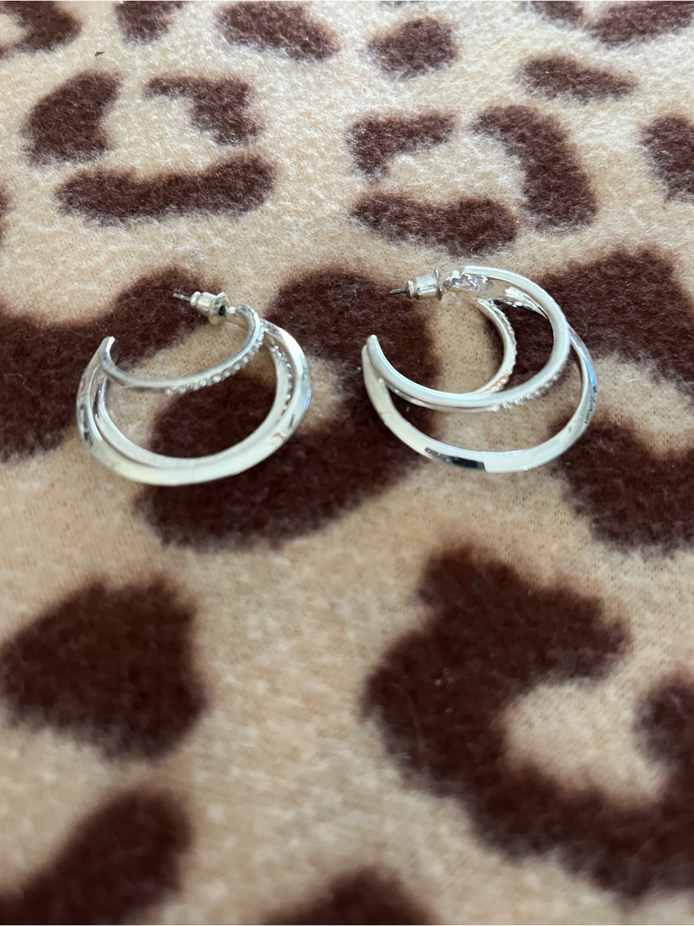 Double Crescent Hoop Earrings in Silver — Women's Fashion Jewelry